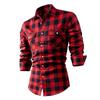 Lente Zomer Slim Fit Geborsteld Ruit High-End Lange Mouw Dubbele Zak Heren Flanellen Overhemd