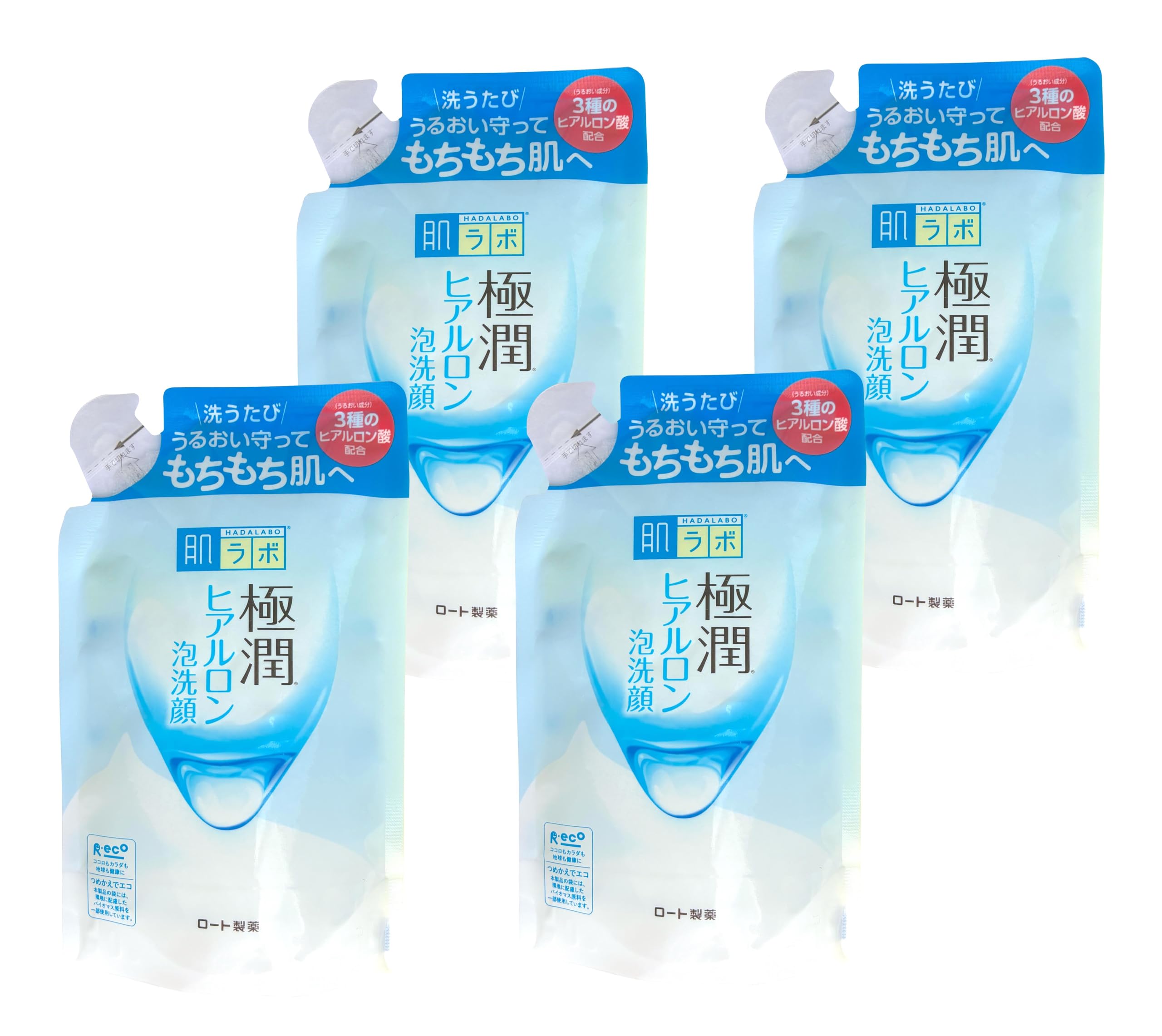 Hada Labo Gokujun Hyaluronic Foaming Facial Cleanser 140mL x 4 [Bulk Purchase] Refill,