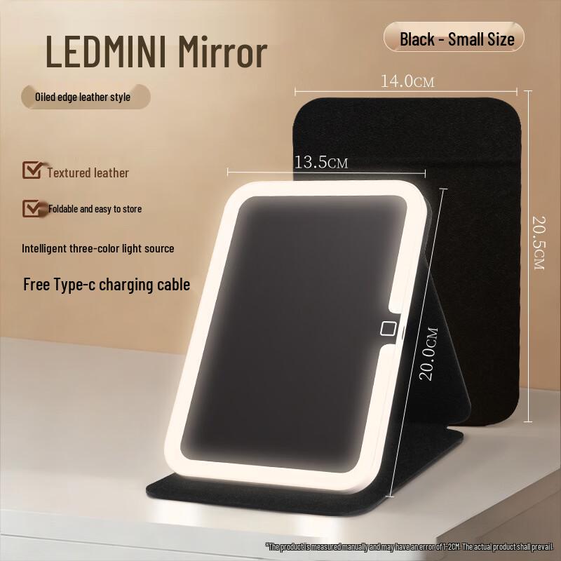 oeny Portable Foldable LED Lighted Desktop Makeup Mirror