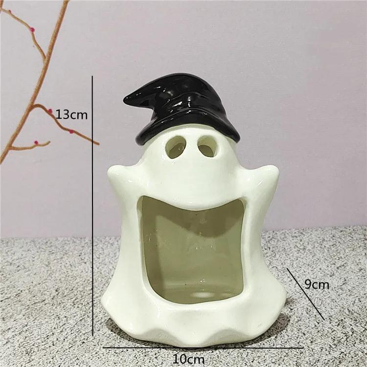 Hochtemperatur Weißes Porzellan Wohnzimmer Aromatherapie Kerzenständer, Lustiger Halloween Cartoon Kürbis Geist Aschenbecher Dekoration