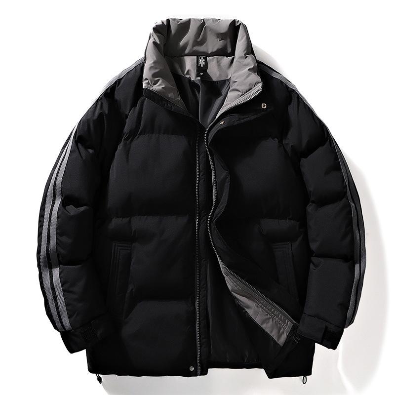 Damski zimowy modny płaszcz bawełniany z pikowaniem, gruby płaszcz bawełniany dwurzędowy, ciepła kurtka bawełniana w amerykańskim stylu ze stójką, krótka