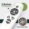 5 Pin Female Plug DN-34A 9 Button Recliner Remote Controller for Heat Vibration & Up/Down, 3 Vibration Mode & 3 Massage Time Option with 1 USB