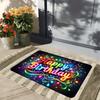 Neon birthday happy pattern Flannel-printed floor mats has a non-slip function is suitable entrances bathroom welcome carpets