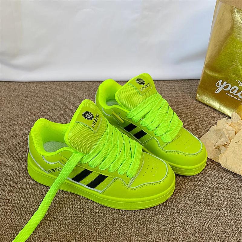 

Original niche fluorescent green bread shoes women s ins tide 2025 summer new versatile student leisure sports board shoes 40 трава зеленый