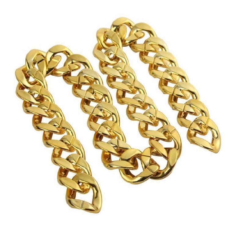 Set of 2 Durable Plastic Gold Chain Necklace Lightweight Neck Chain Comfortable