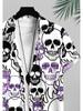 Men's Casual Short - Sleeve Shirt, Skeleton Pattern Printed, Polyester Material, Multiple Specifications Available, Fashionable Design, Suitable for