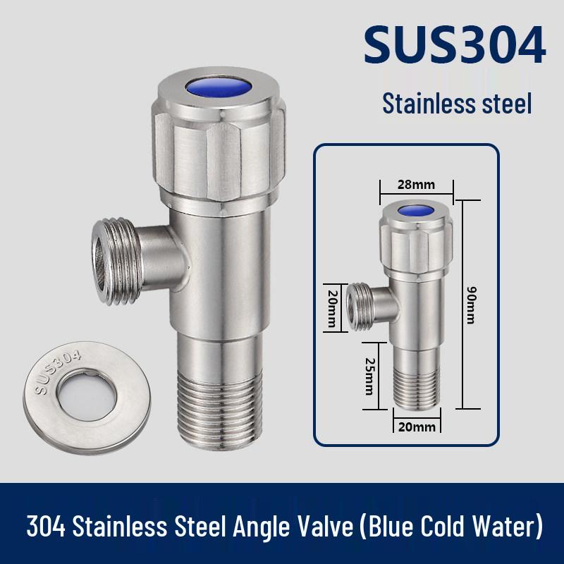 

304 Stainless Steel Hot/Cold Water Extended Angle Valve - Brass 4-point Stop Valve for Water Heater, One-In-Two-Out
