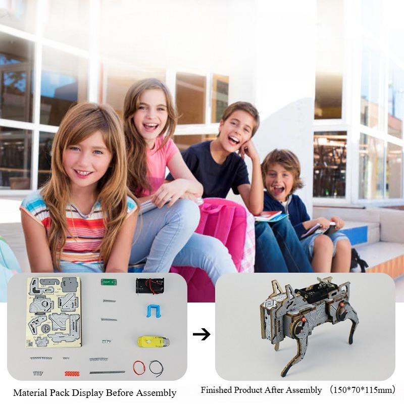 Voice Control Mechanical Dog STEM Kit DIY Wooden Science Toy Educational Building Project for Kids Classroom Learning Tool