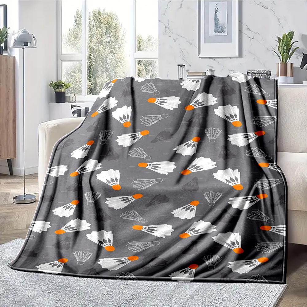badminton Theme Printed Blanket - Perfect for Couch, Bed, Travel & Outdoor Use | Machine Washable, Cozy & Durable.