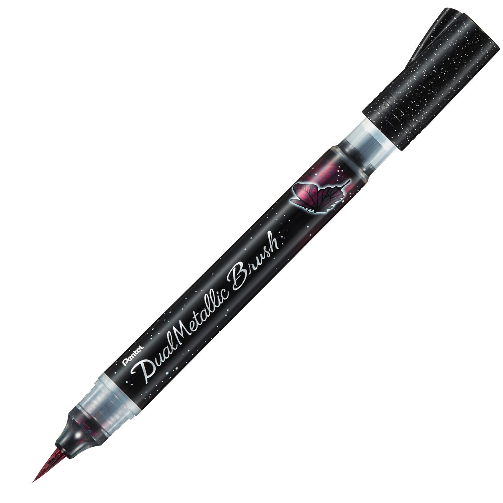 Pentel Dual Metallic Brush Black Metallic Red + XGFH-DA