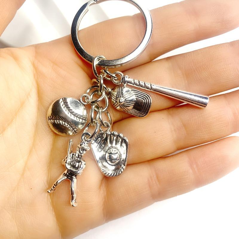 Sports Enthusiast Baseball Keychain & Cap Keyring: The Ideal Gift серебряный