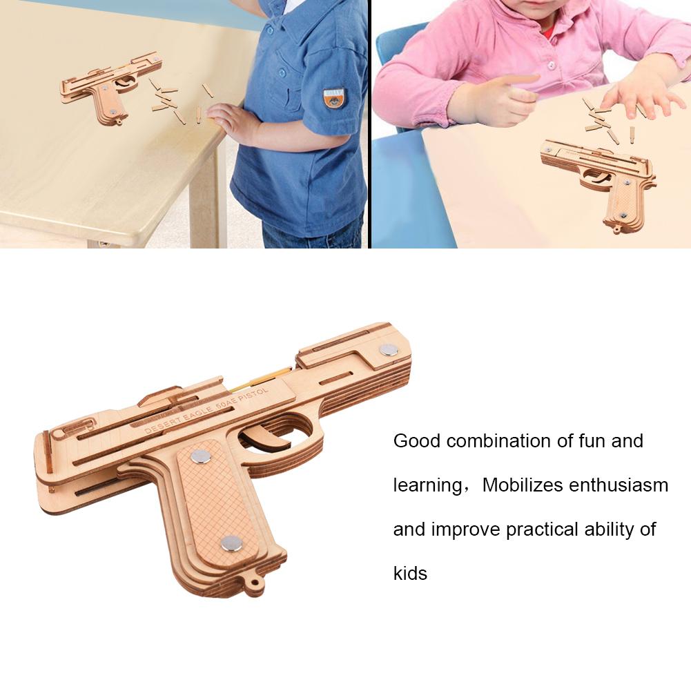 3D Holz Gummiband Pistole Puzzle Spielzeug DIY Handgemachtes Modell Kind Kind Holzbearbeitung Bausatz