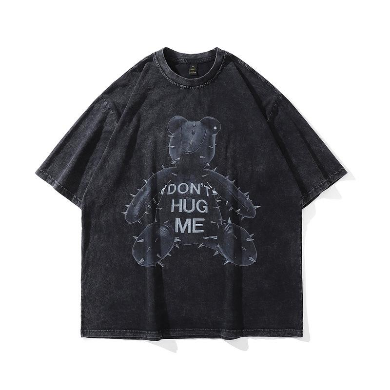 Summer New Washed Old Bones Bone Printing Loose High Street Tide Brand Short-Sleeved T-Shirt For Men And Women