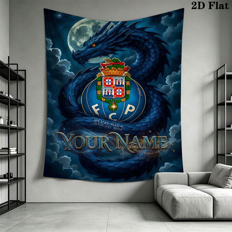 Custom Fc Porto Wall Hanging Printed Fabric Blanket Decorative Tapestries for Bedroom Living Room Home Decor