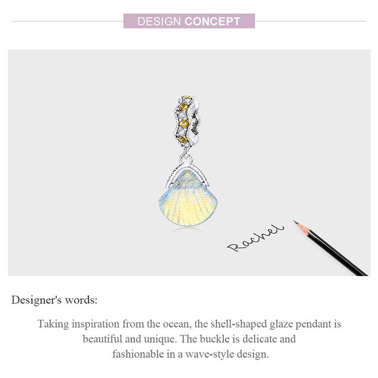 WOSTU 925 Sterling Silver Glazed Shell Charm Pendant Fit Original Bracelet Necklace For Women Jewelry