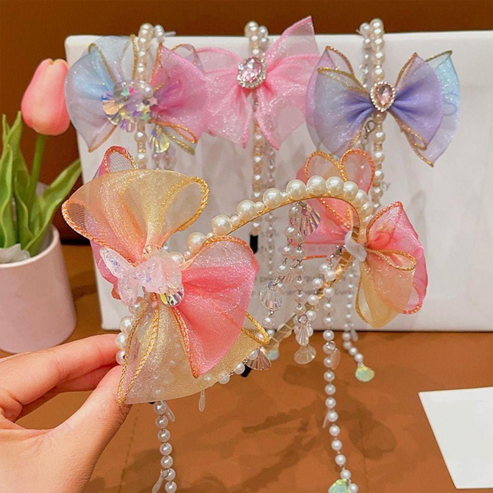Elastic Bowknot Headband Exquisite Mermaid Hair Chain Sweet Headdress  Photography Headwear