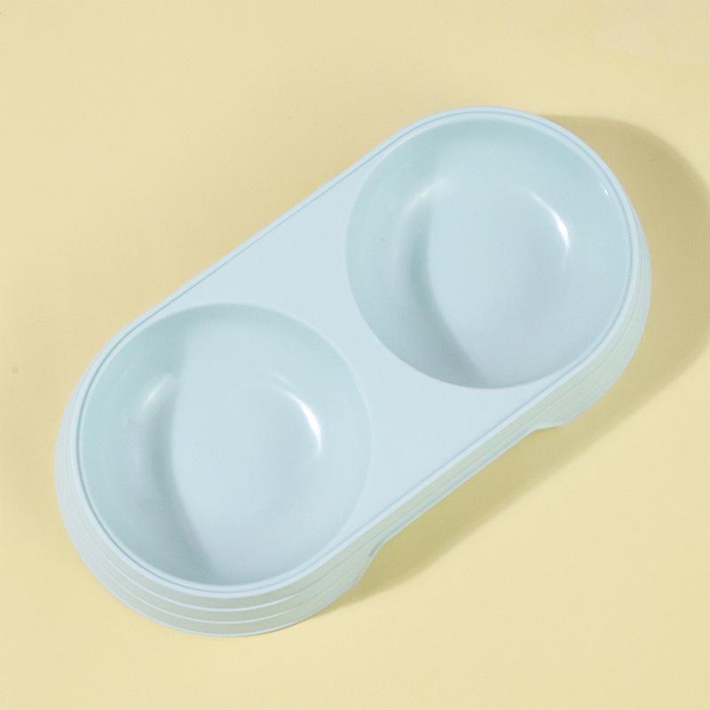 

Двойная миска для кошек цвета макарон, противопроливная кормушка для питомцев - Овальный стиль Pet Bowl