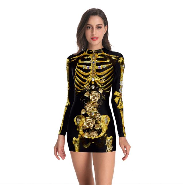 Bloody Role-play Dress For Women Halloween Scary Horror Cosplay Costumes Polyester Sexy Mini Gothic American Medieval Clothing