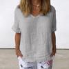 Camicetta pullover estiva tinta unita T-shirt da donna a maniche corte con scollo a V