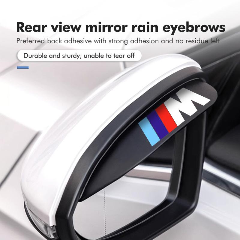 EBGU9 2pcs Car Sun Visor Rearview Mirror Rain Eyebrow Shield Sticker For BMW M 1 3 4 5 6 7 Series X1 X3 X4 X5 G20 G38 F48 E36 E39