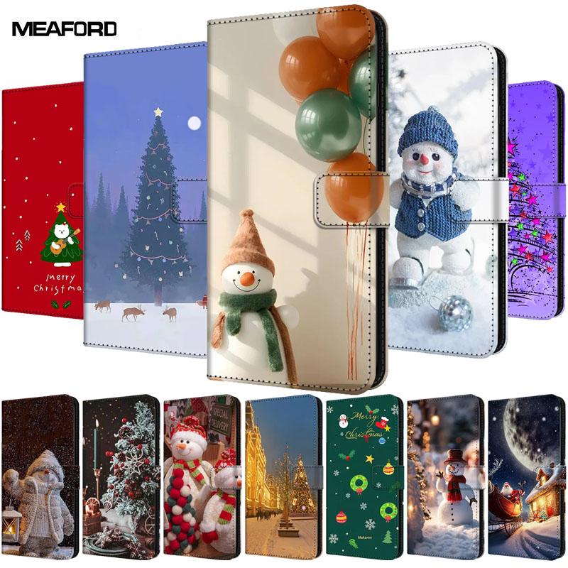 Wallet For Sony Xperia 10 VII VI III II IV V Flip Stand Book Protective Phone Cover Magnetic Leather Case Cartoon Christmas Para