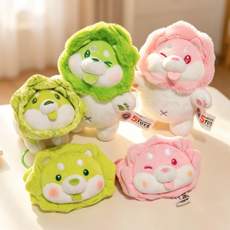 1214Cm Cute Vegetable Fairy Cabbage Dog Plush Toy Soft Stuffed Doll Keychain Pendant Fluffy Animal Birthday Gift Kids Boy Girls