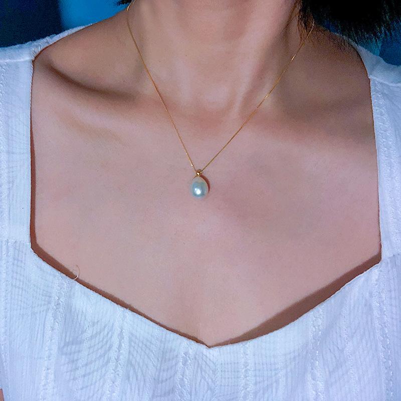 Minimalist water drop baroque pearl pendant necklace women's high sense s911 silver adjustable pull necklace new trendy
