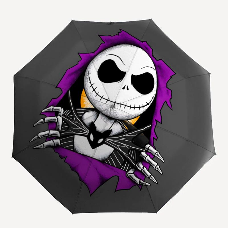 1pc Jack Skellington Folding Umbrella,Compact Travel Umbrella with 8-Rib Design,Thickened And Reinforced Umbrella Frame yy250728012