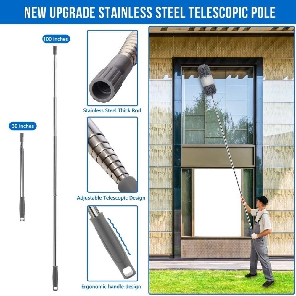 Spinnenwebenentferner Mikrofaser Staubwischer Set Staubreinigung Staubentfernung Deckenreinigung Verlängerungsstange mit großer Reichweite Teleskop-Staubwischer