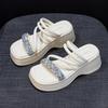 Small Thick-bottomed Cool Slippers Female 2025 Summer New Two Wear Height-increasing Fairy Wind Beach Wear Female Cool Slippers