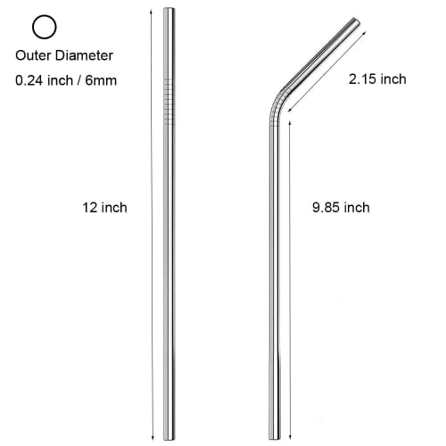 Four 12-inch Extra Long Reusable Metal Stainless Steel Straws with Cleaning Brush and Silicone Tips for Tall Tumblers