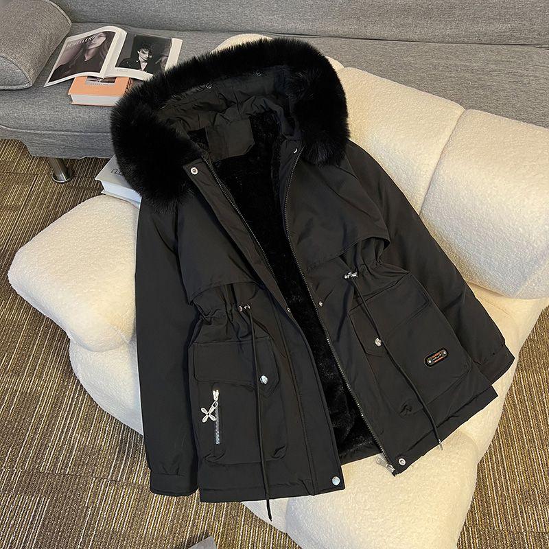 

Свободная хлопковая куртка с меховым воротником и короткая парка для женщин на зиму XXL