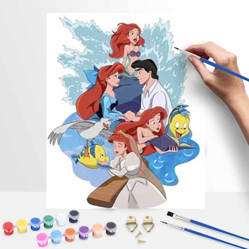 Disney The Little Mermaid Ariel DIY Oil Painting Art Painting Kit Home Wall Decor Handmade Gift Coloring Canvas Art Craft Room Decor
