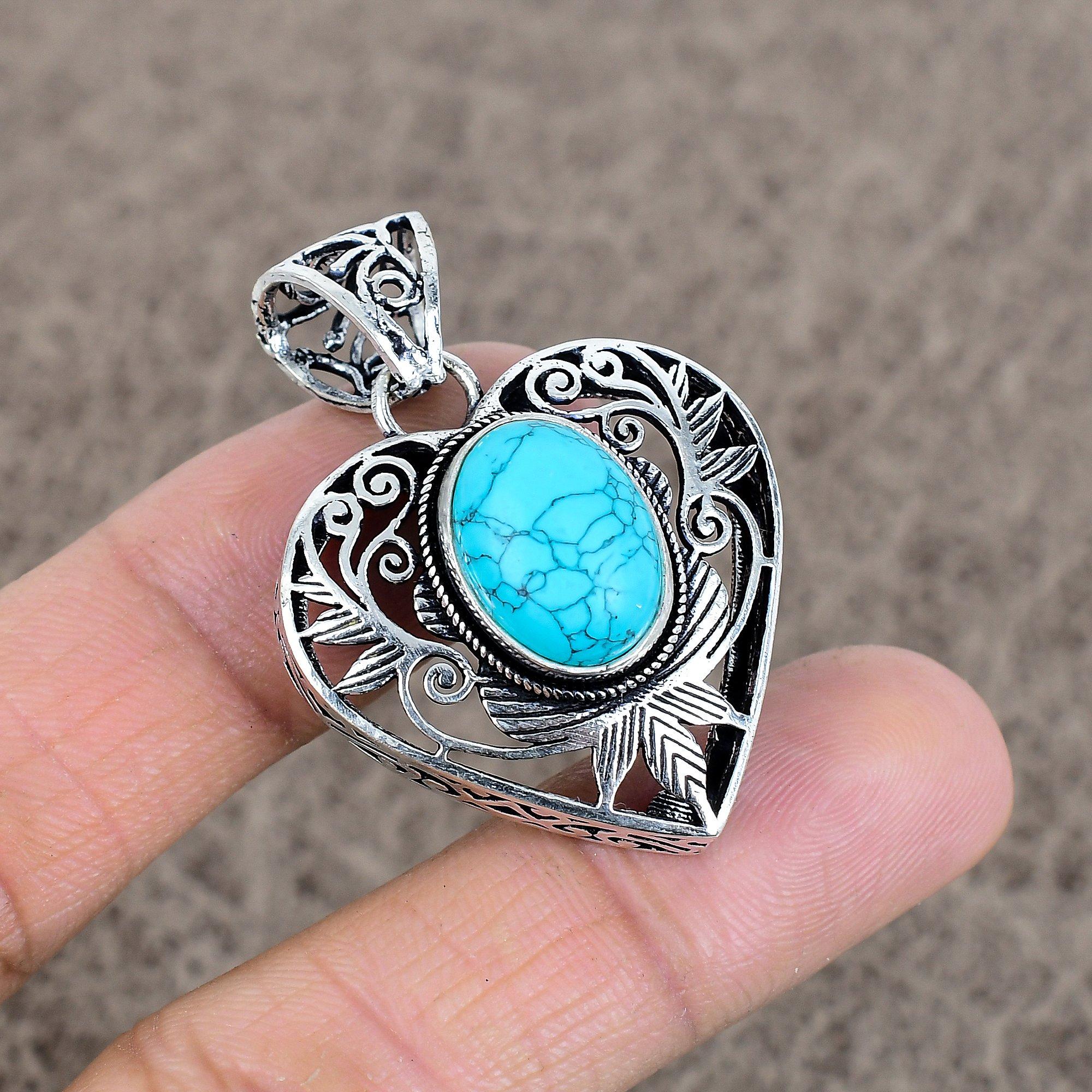 

Santa Rosa Turquoise Gemstone 925 Sterling Silver Jewelry Pendant 1.69 KKG-43