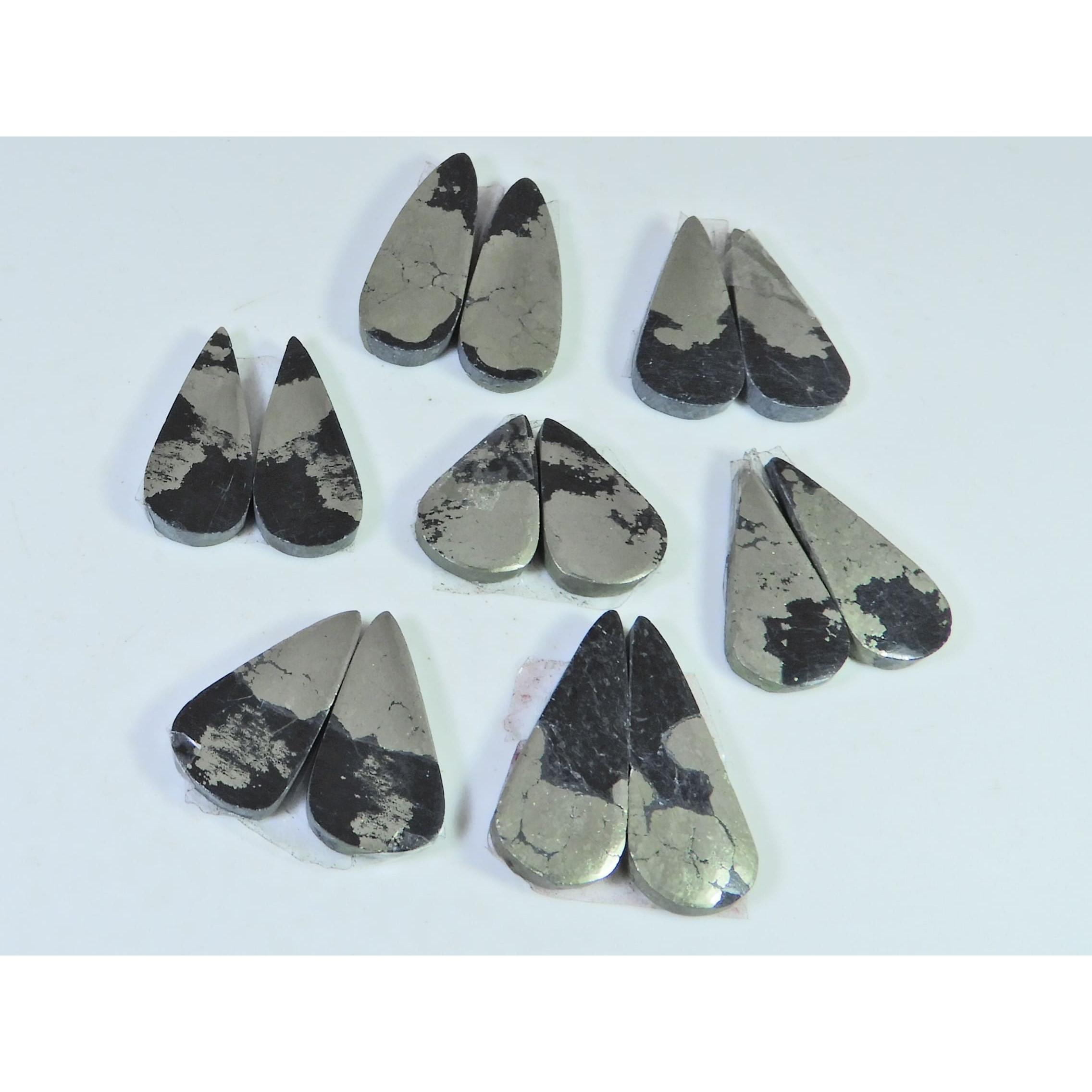 

Natural Apache Gold Pyrite Matched Pair Pear Loose Gemstone 7Pair Lot 235Cts C-1353