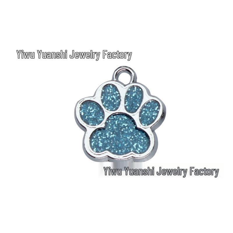DIY Dog Paw Print Pendant: Glittery Customizable Pet Tag with Logo Printing Options