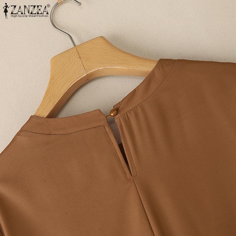 ZANZEA Women Casual Round Neck Long Sleeve Loose Print Blouse