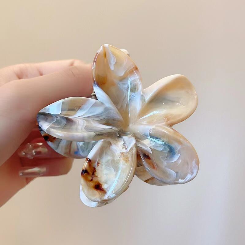 Lato Nowy Klips do Włosów z Kwiatem dla Kobiet Wykwintna Tekstura Marmuru Kolor Gradientowy Nakrycie Głowy Klips Rekin Modny Dodatek do Włosów