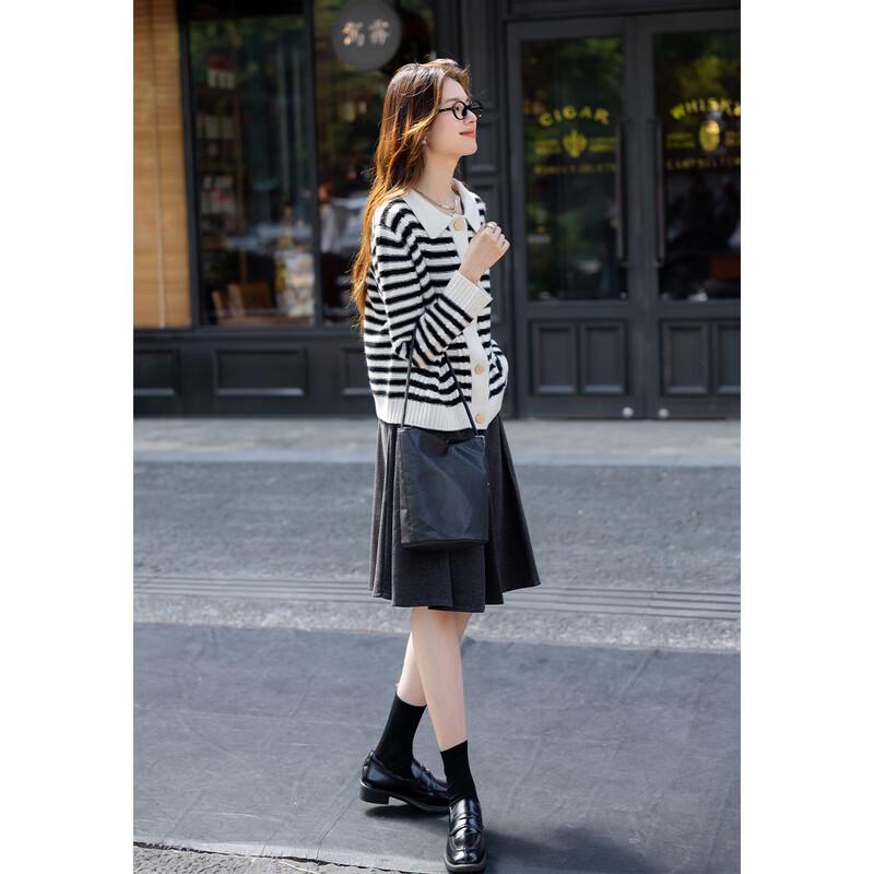 ITISF4 Women's Sweet Stripe Fine Wool Sweater