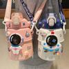 Cute Astronaut Children Insulation Cup 316 Stainless Steel Straw Thermos Water Bottle For School Boys Girl Outdoor Big Belly Cup