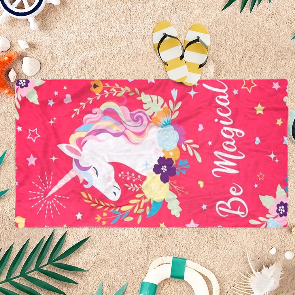 Magical Unicorn Beach Towel Bright Color Design Quick-drying Super Absorbent Suitable for Beach Pool Gift for Friends Children