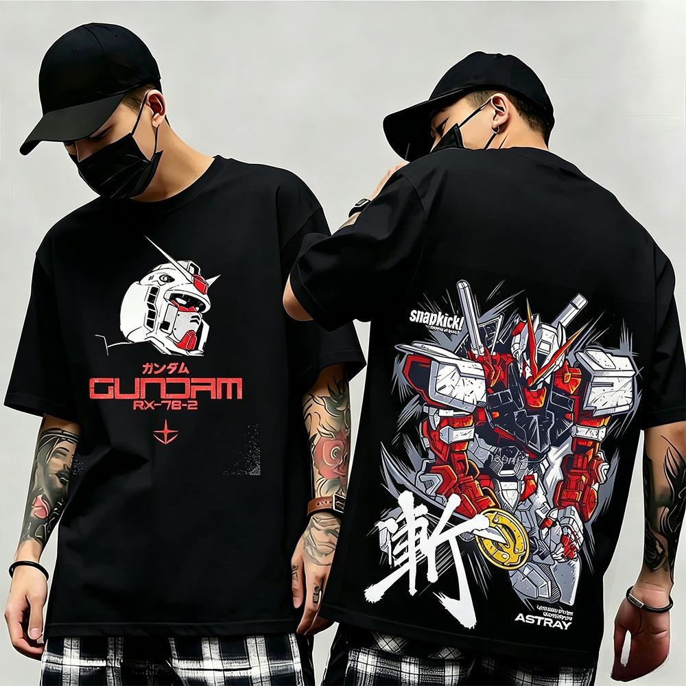 2026 Summer New Arrival Mobile Suit Gundam Print Shortsleeve Tshirt Trendy Y2k Style Suitable For Both Unisex And Unisex