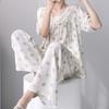 Cotton and Silk Pajamas Women's Summer 1011 New Short-sleeved Trousers Can Be Worn Outside the Suit, Sweet Girl Small Fresh Loungewear