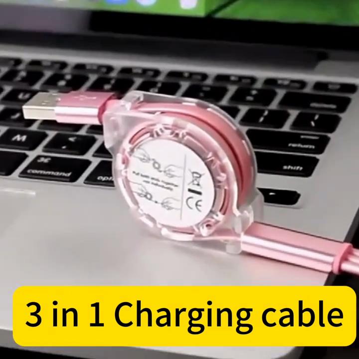 3in 1 Suitable for iPhone TYPE-C Micro B Telescopic One To Three Mobile Charging Cable Charging Cable