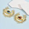Unique Alien Pupil Ear Drop Exaggerate Irregular Earwear Circular Blue Eye Ear Loop Big Hoop Earring Retro Jewelry