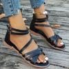 Fashion Women Flat Sandals Summer Plus Size Gladiator Sandals Women Shoes Zipper Flat Heels Sandals Woman Outdoor Non Slip Casual Sandle