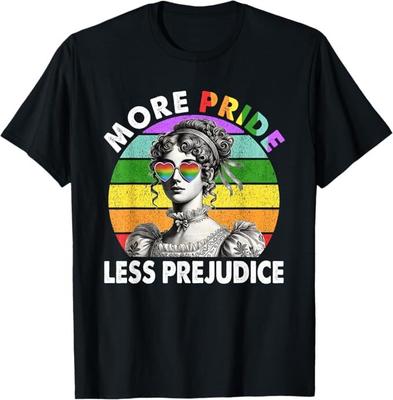 Più Orgoglio Meno Pregiudizio Mese dell'Orgoglio LGBTQ Gay Lesbiche Maglietta Uomo Donna Magliette Top