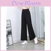 Black Wide Leg Pants With High Waist And Elastic Pockets For Casual Wear