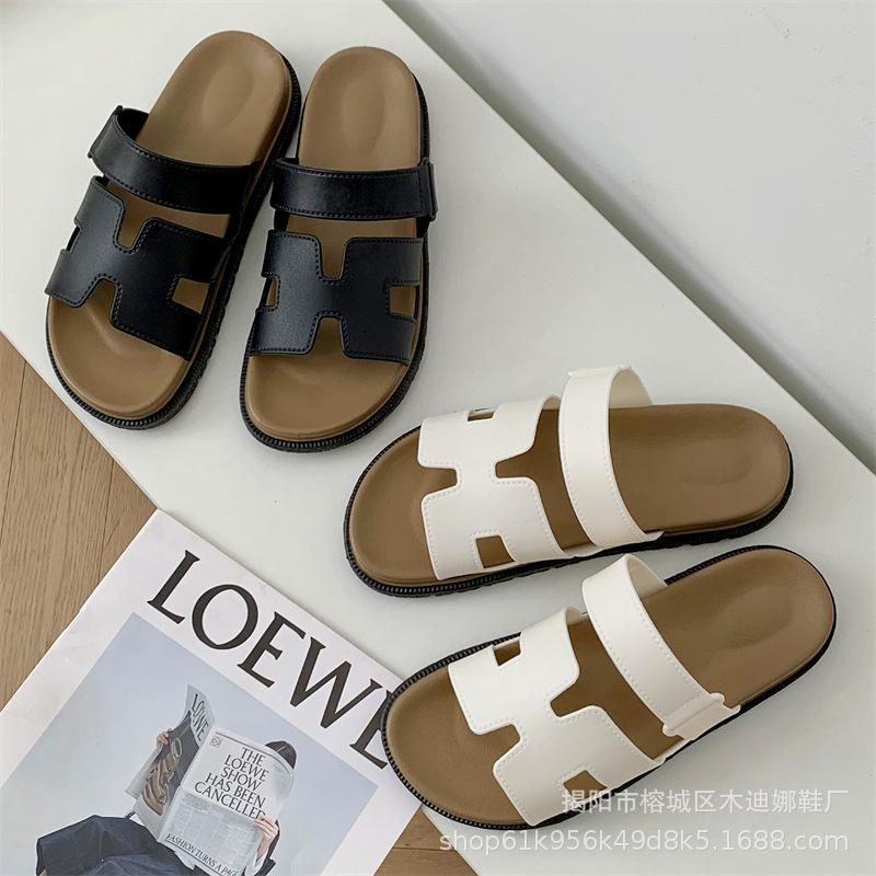 Sandali Casual a Punta Aperta Slip-On Scarpe a Ciabatta Piatte Comode Leggere Traspiranti Suola in Gomma Calzature Estive per l'Uso Quotidiano