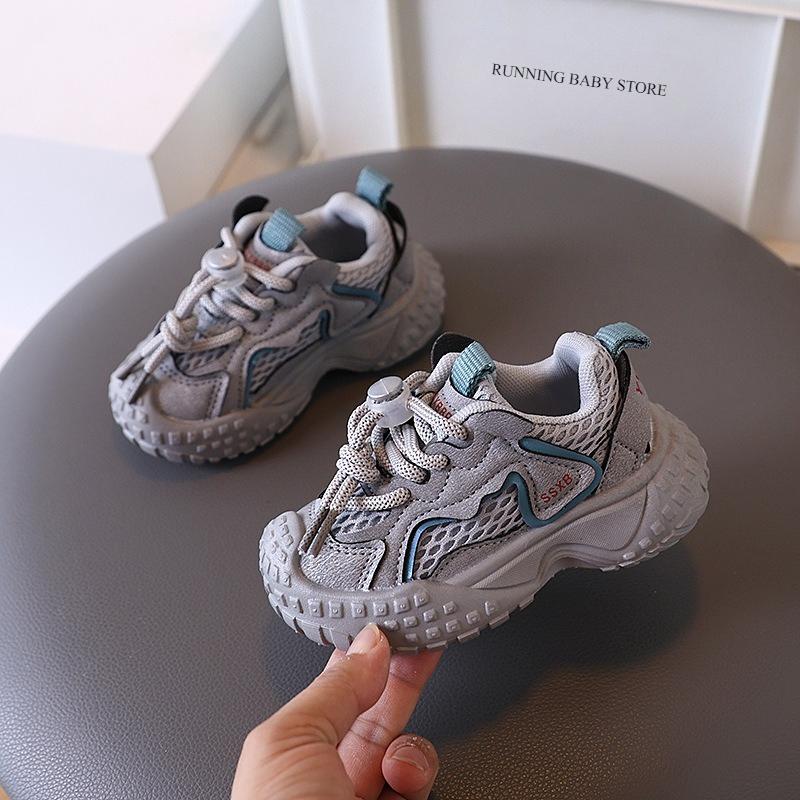 

Chunky Sneaker for Children Mesh Platform Shoes Pure Color Elastic Band Girl Trendy Trainers Thick Sole Boys School Shoes I07243 21 серый